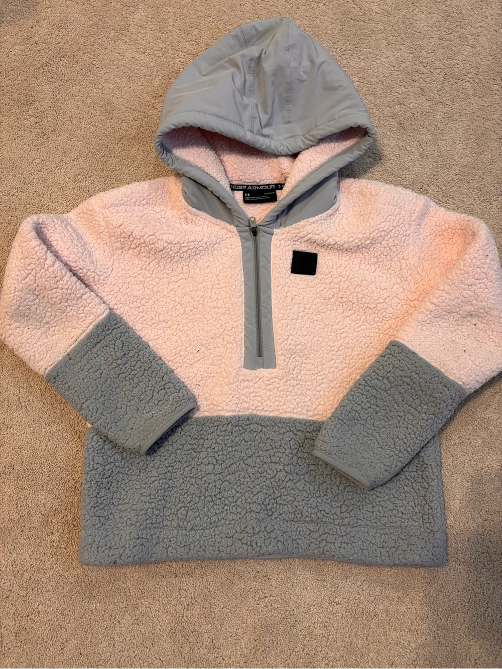Under Armour Kids Pink and Gray Sherpa Half-Zip Hoodie